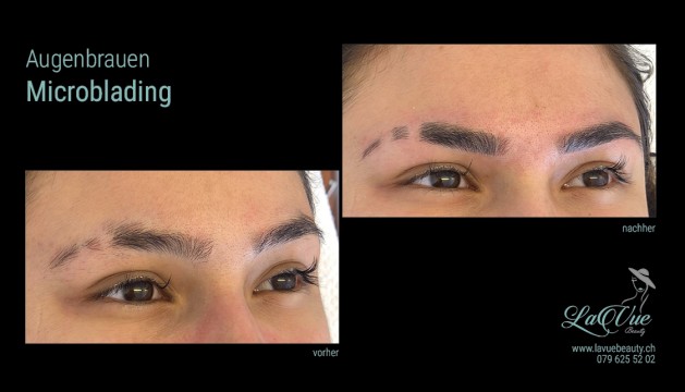  Augenbrauen-Microblading Vorher Nachher Bild MICRONEEDLING PERMANENT MAKE UP MICROBLADING THUN BERN