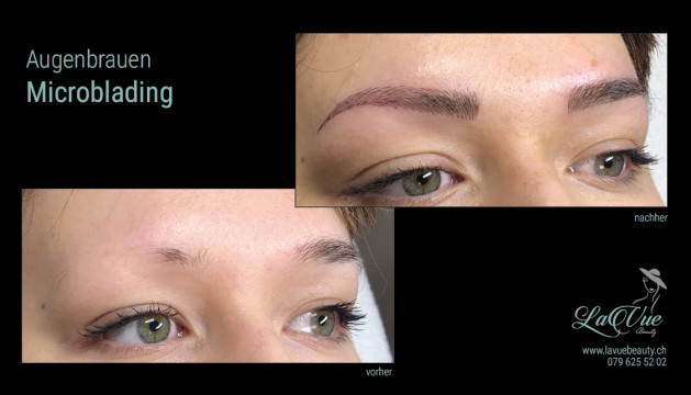  Augenbrauen-Microblading Vorher Nachher Bild MICRONEEDLING PERMANENT MAKE UP MICROBLADING THUN BERN