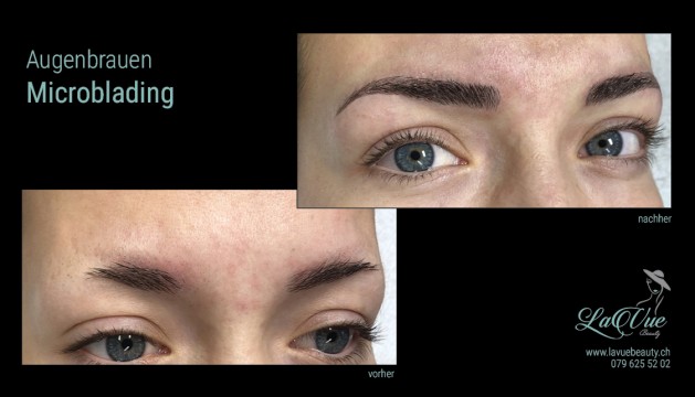  Augenbrauen-Microblading Vorher Nachher Bild MICRONEEDLING PERMANENT MAKE UP MICROBLADING THUN BERN