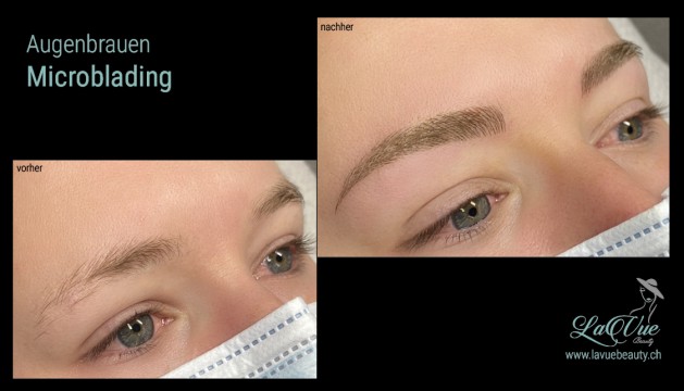  Augenbrauen-Microblading Vorher Nachher Bild MICRONEEDLING PERMANENT MAKE UP MICROBLADING THUN BERN