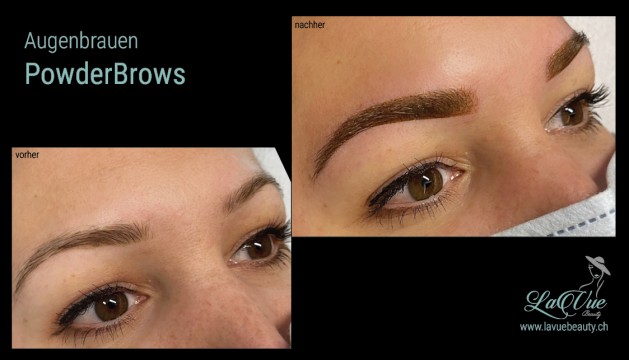  Augenbrauen-PowderBrows Vorher Nachher Bild MICROBLADING MICRONEEDLING PERMANENT MAKE UP MICROBLADING THUN BERN